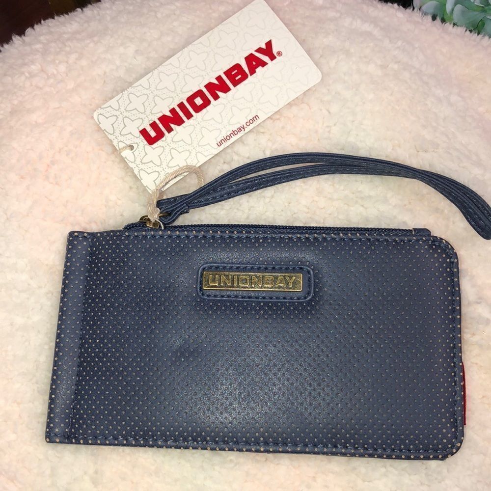 Unionbay Travel Padded Faux Leather Double Zip Wallet Passport Card Holder